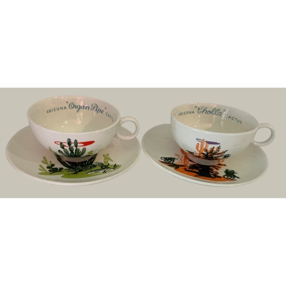 Other Brand Vintage Arizona Cactus Teacup Saucer Set Organ Pipe Cholla Desert 2p